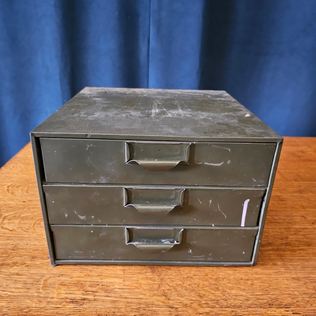 Lyon 3-Drawer Army Green Table Top Cabinet