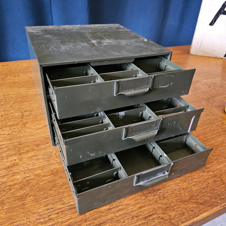 Lyon 3-Drawer Army Green Table Top Cabinet