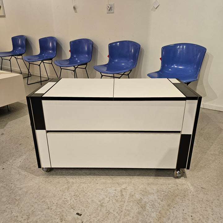 Space Age Black and White Hidden Bar Cart Chest