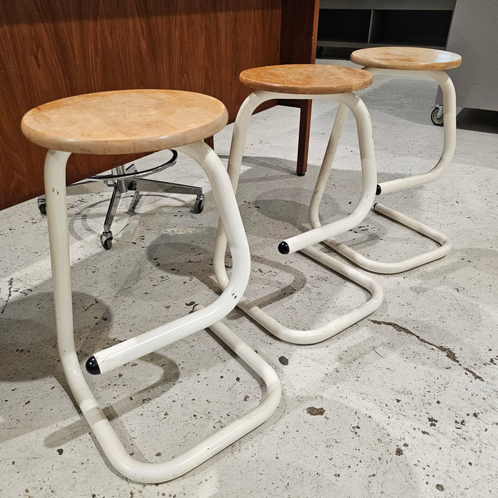 (3) 1970s Tubular Paperclip Bar Stools by Amisco