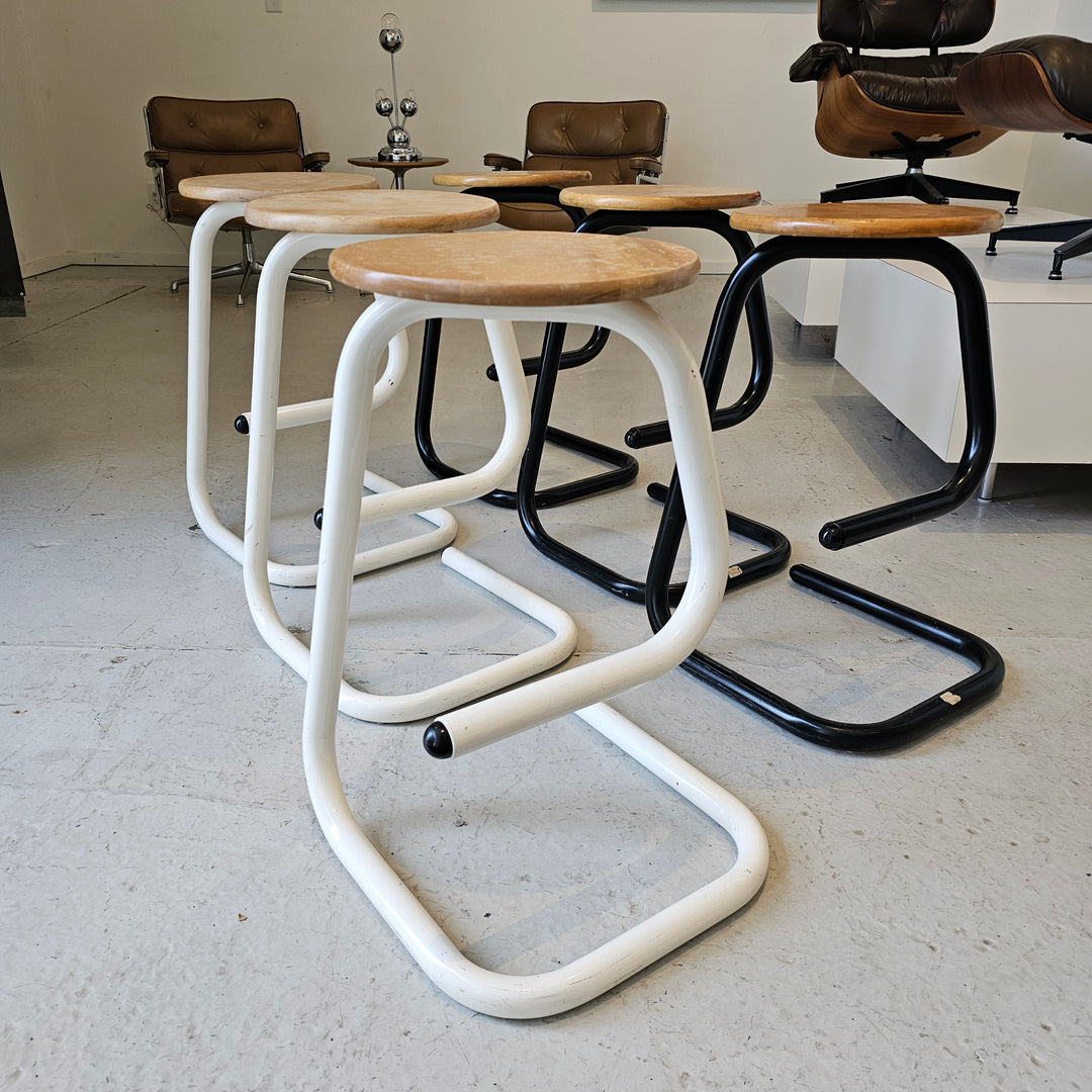 (3) 1970s Tubular Paperclip Bar Stools by Amisco