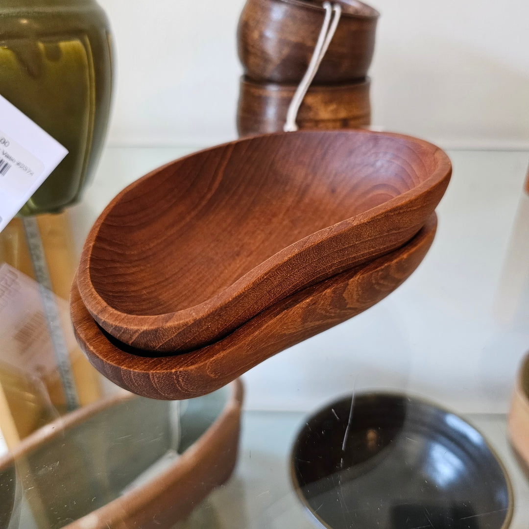 Pair of Teak Kidney Shape Bowls