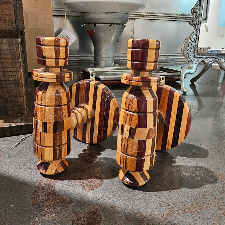 Pair of Hand Turned Segmented Wall Sconces