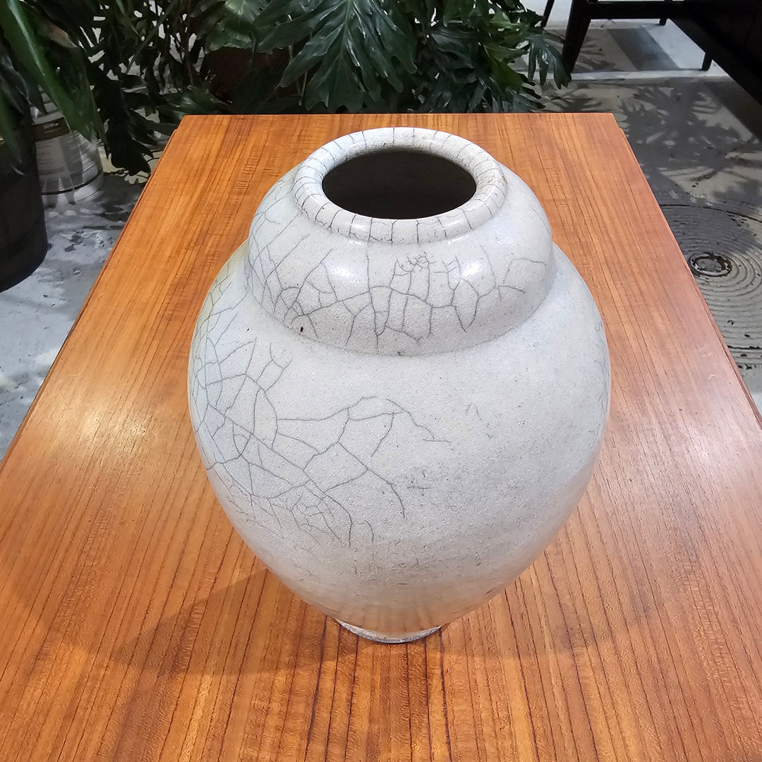 Vintage White Raku Vase