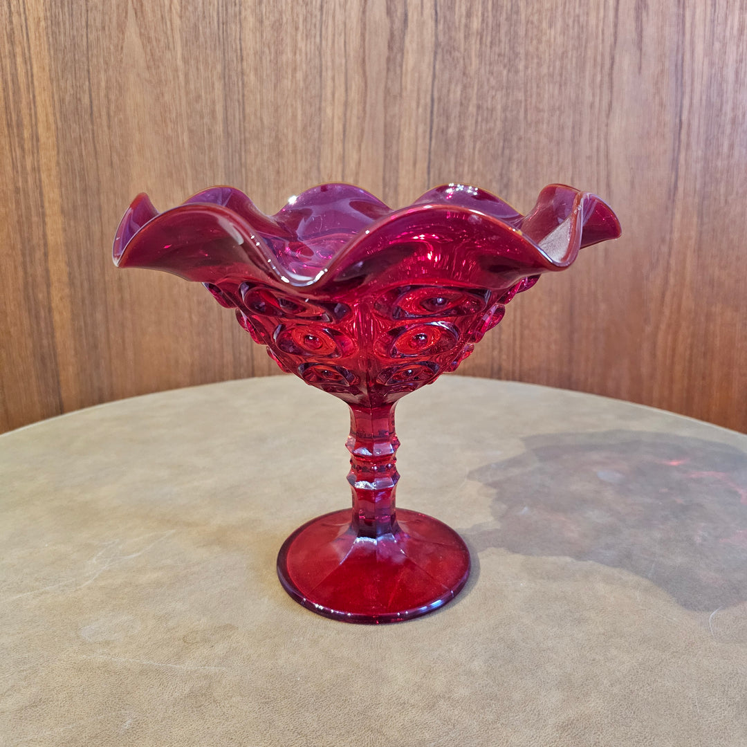 Viking Glass Red Compote Dish