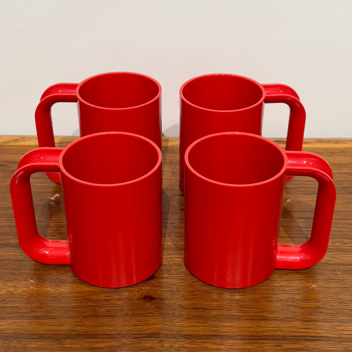 Set of 4 Red Heller Mugs