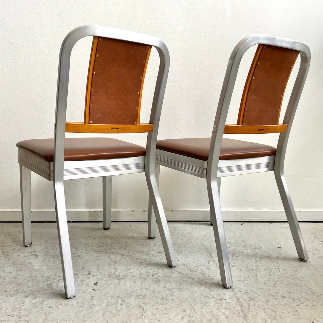 Pair of Shaw Walker Aluminum/Wood Side Chairs