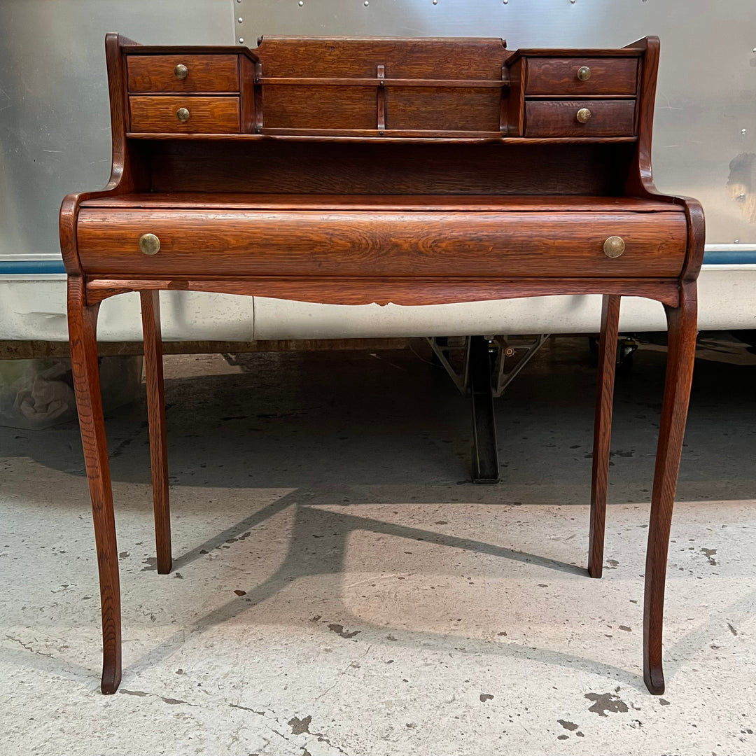 Petite Antique Tiger Oak Writing Desk