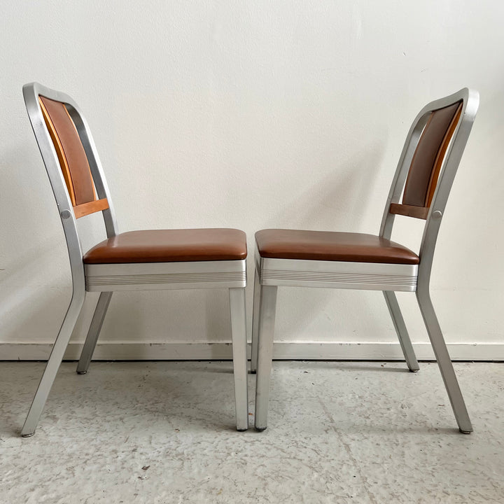 Pair of Shaw Walker Aluminum/Wood Side Chairs