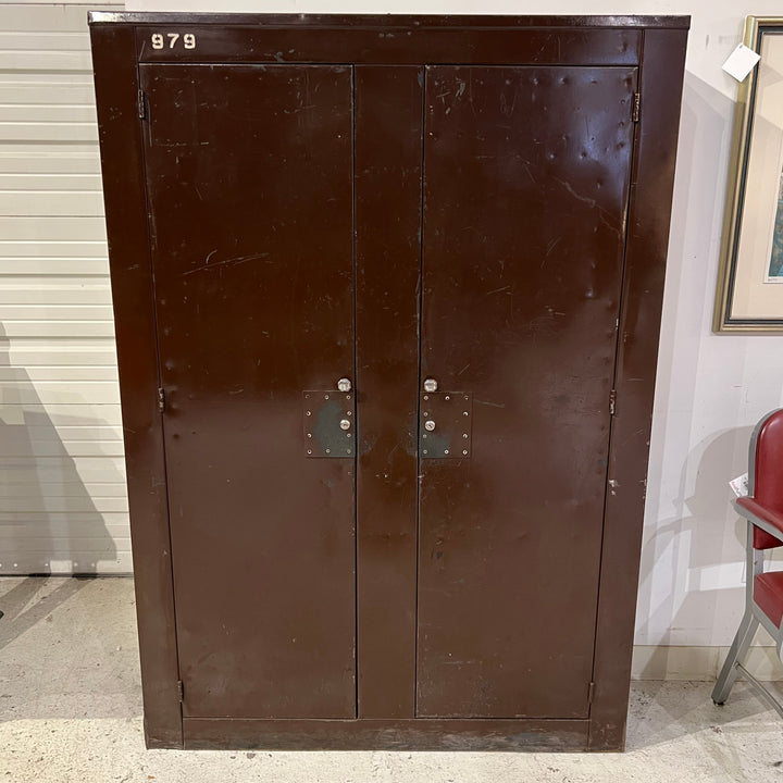 1930s Steel Double Door Storage Cabinet