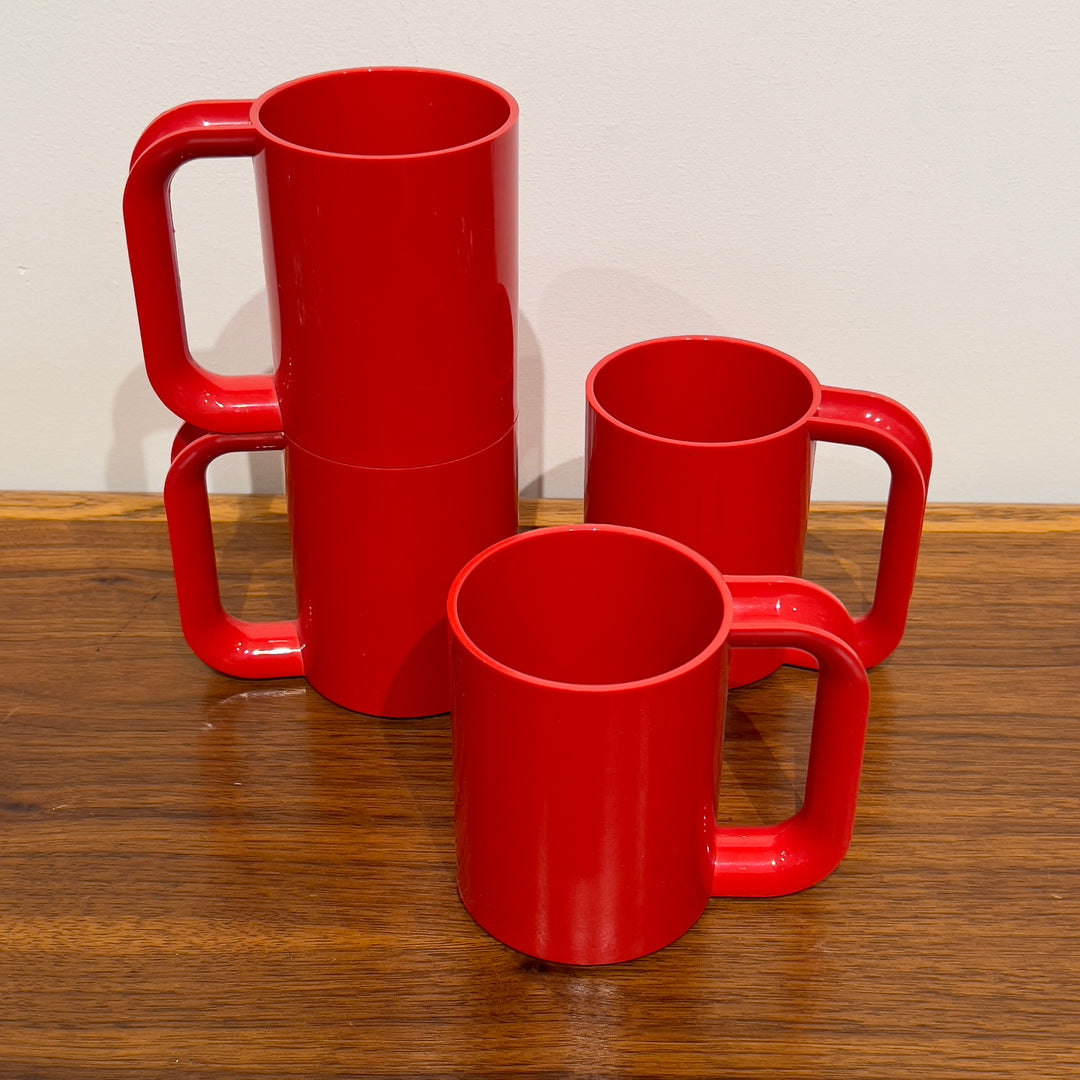 Set of 4 Red Heller Mugs