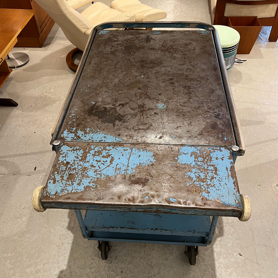 Vintage Sky Blue Industrial Cart