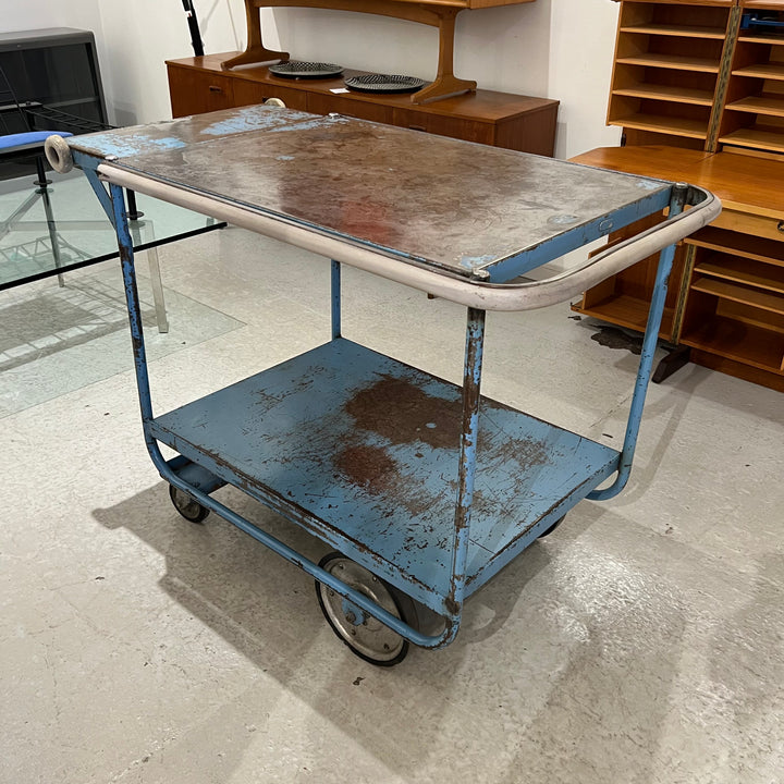 Vintage Sky Blue Industrial Cart