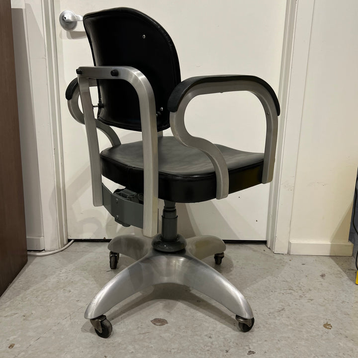 Reupholstered Goodform #2157 Adjustable Aluminum Swivel Chair