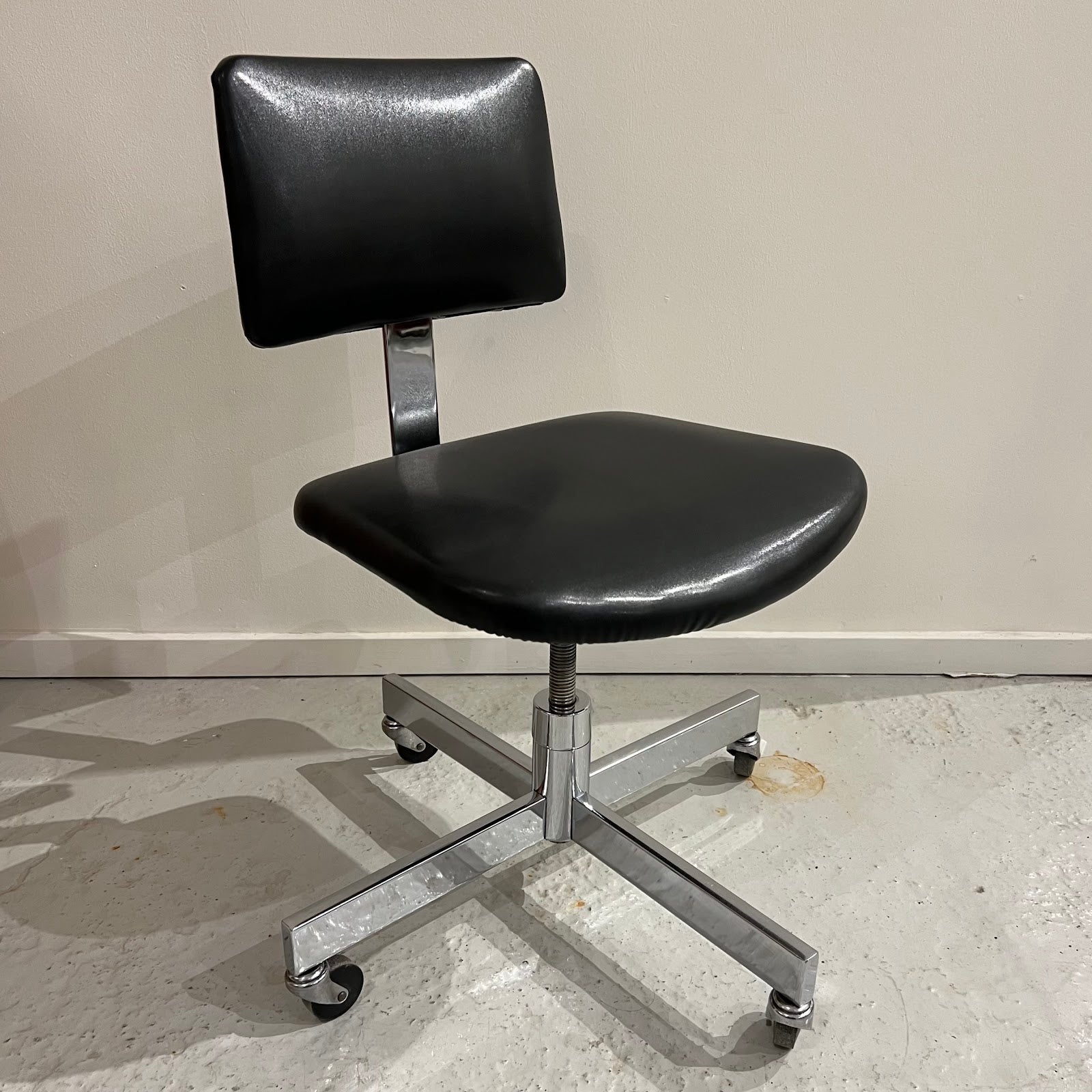 1970s Steelcase Chrome Vinyl Swivel Desk Chair